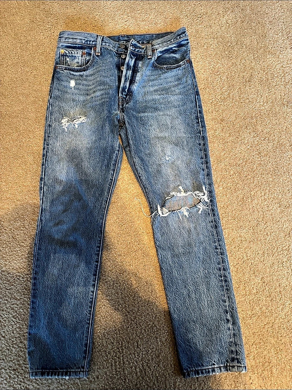 Levi's 501 Distressed Straight Leg Jeans Waist 28